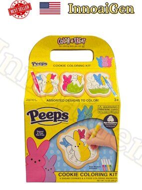 Peeps Color-A-Treat Cookie Coloring Kit 6 Sugar Cookies 4 Food Markers New 12oz